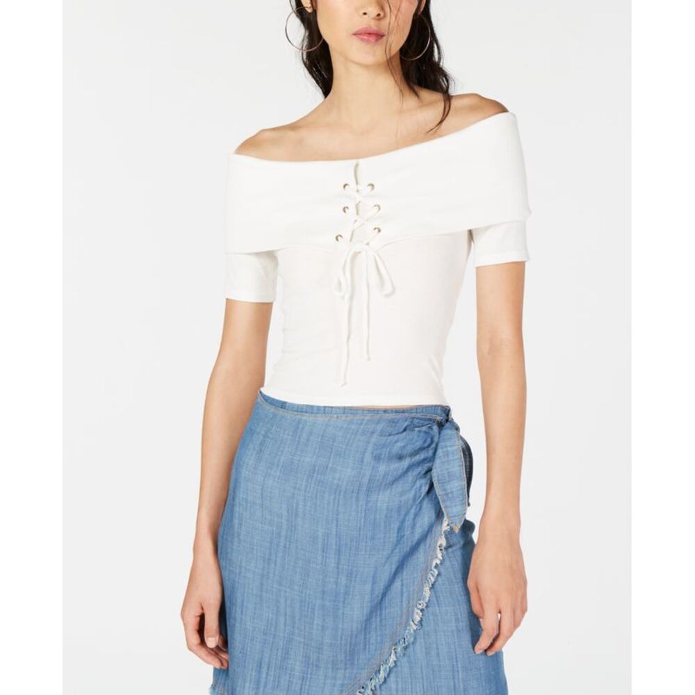 Sage The Label Off The Shoulder Lace Up Top